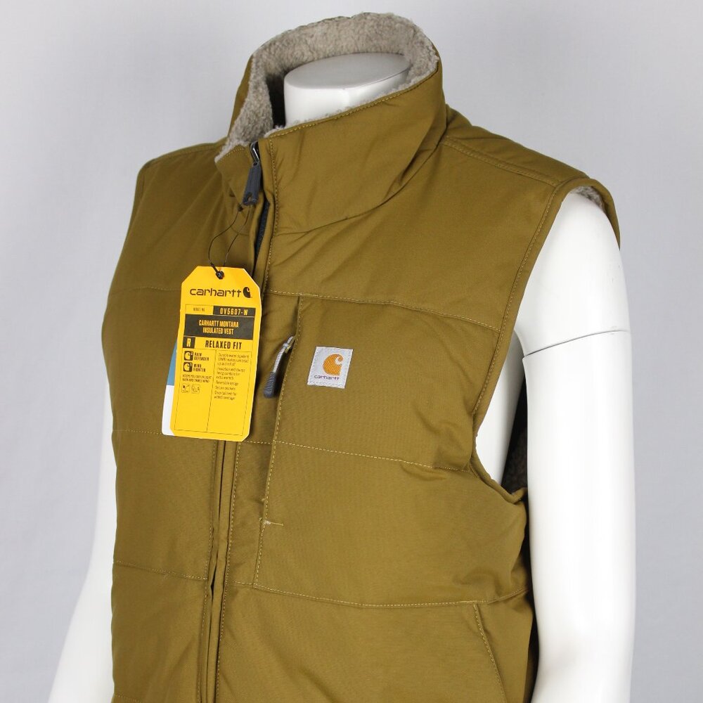 Carhartt Women's Montana Puffer Vest Insulated Reversible Sherpa Oak Brown
